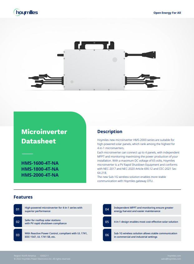 Hoymiles 1600NT Specsheet