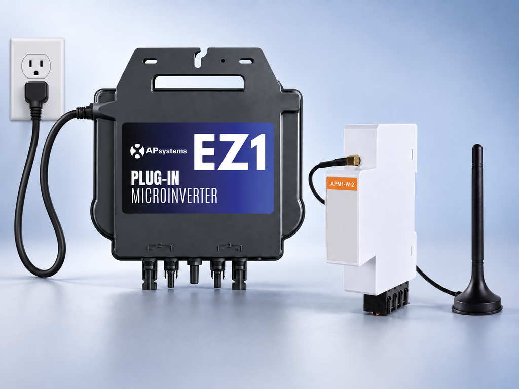 APsystems EZ1 plug-in solar product catalog featuring APmeter