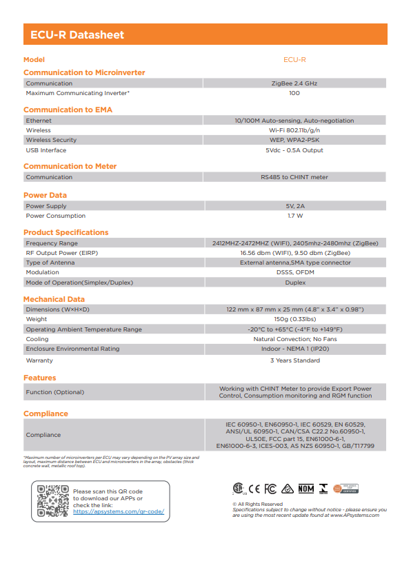APS ECU-R Gateway Spec Sheet