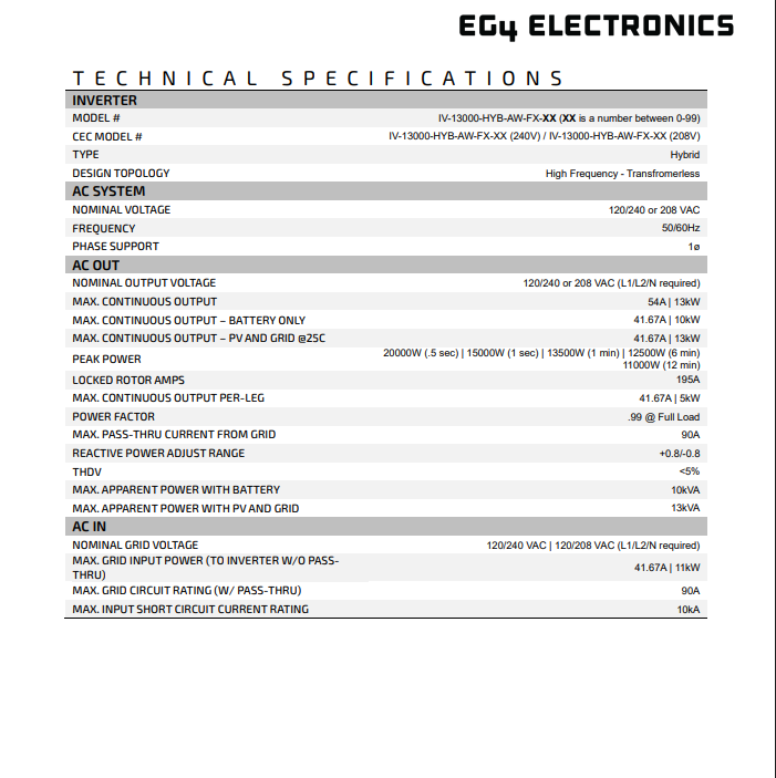 EG4 FlexBOSS18 13kW AC Hybrid Inverter (1589004)