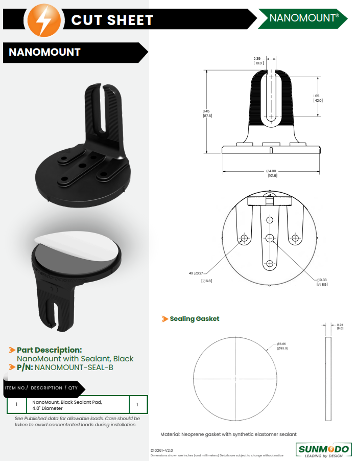 Sunmodo NanoMount-Seal-B (K50063-BK2)