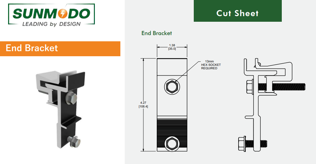 Sunmodo NanoRack End Bracket (NANORACK-END) (K10529-BK1)