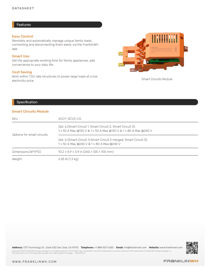 FranklinWH Smart Controllable Circuits Module (ACCY-SCV2-US)