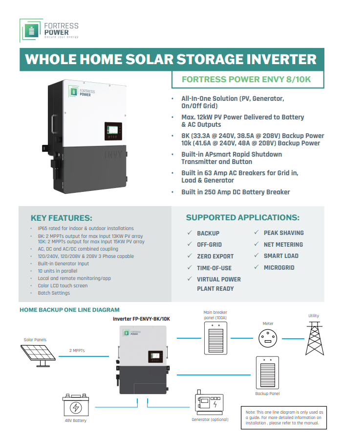 Fortress Power Envy 8/10kW Hybrid Inverter