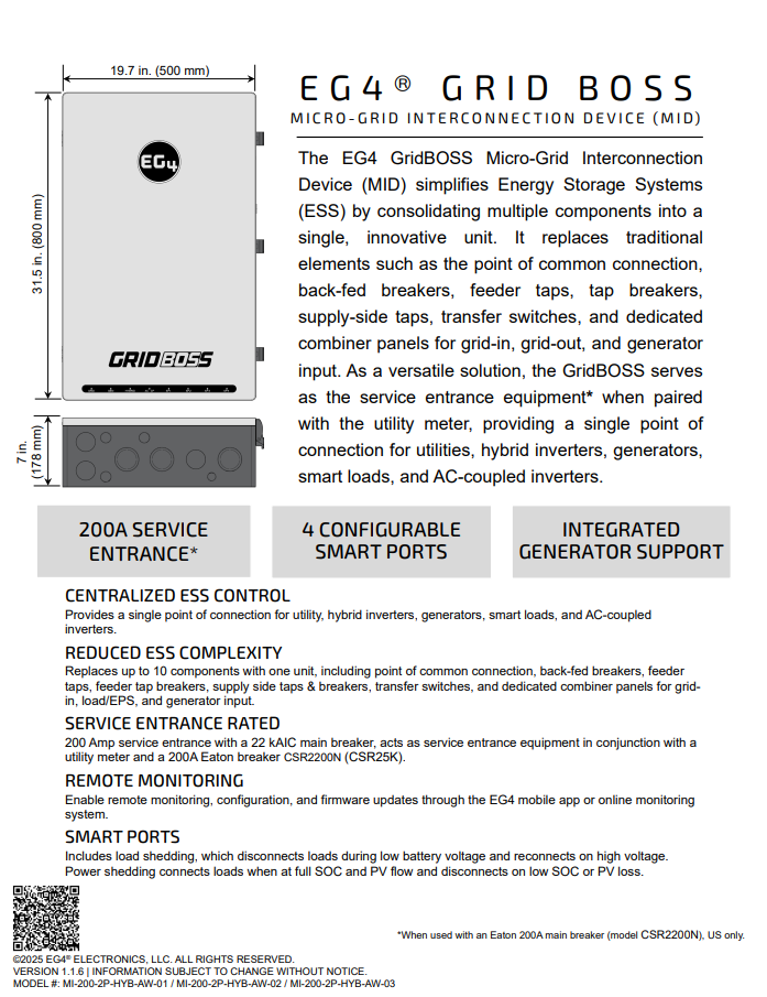 EG4 GridBoss MID 200A V3.1 (1511048-V3.1)