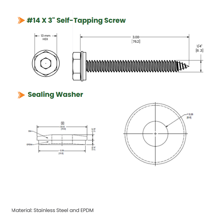 Sunmodo 3" Self-Tapping Deck Screw (SCREW-B) (K50055-BK2)