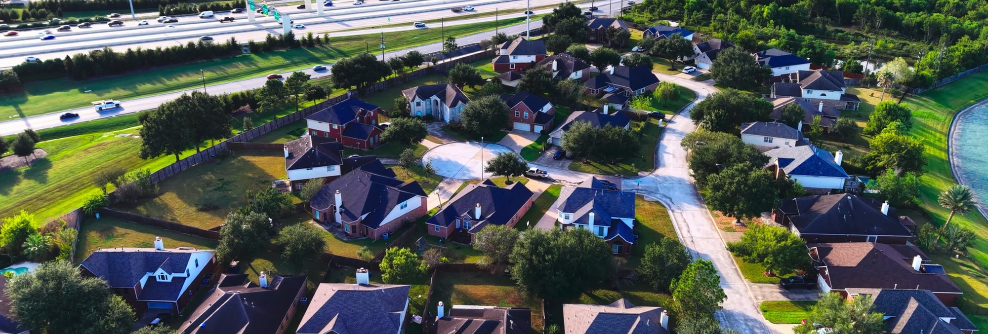 Aerial view of a Texas neighborhood